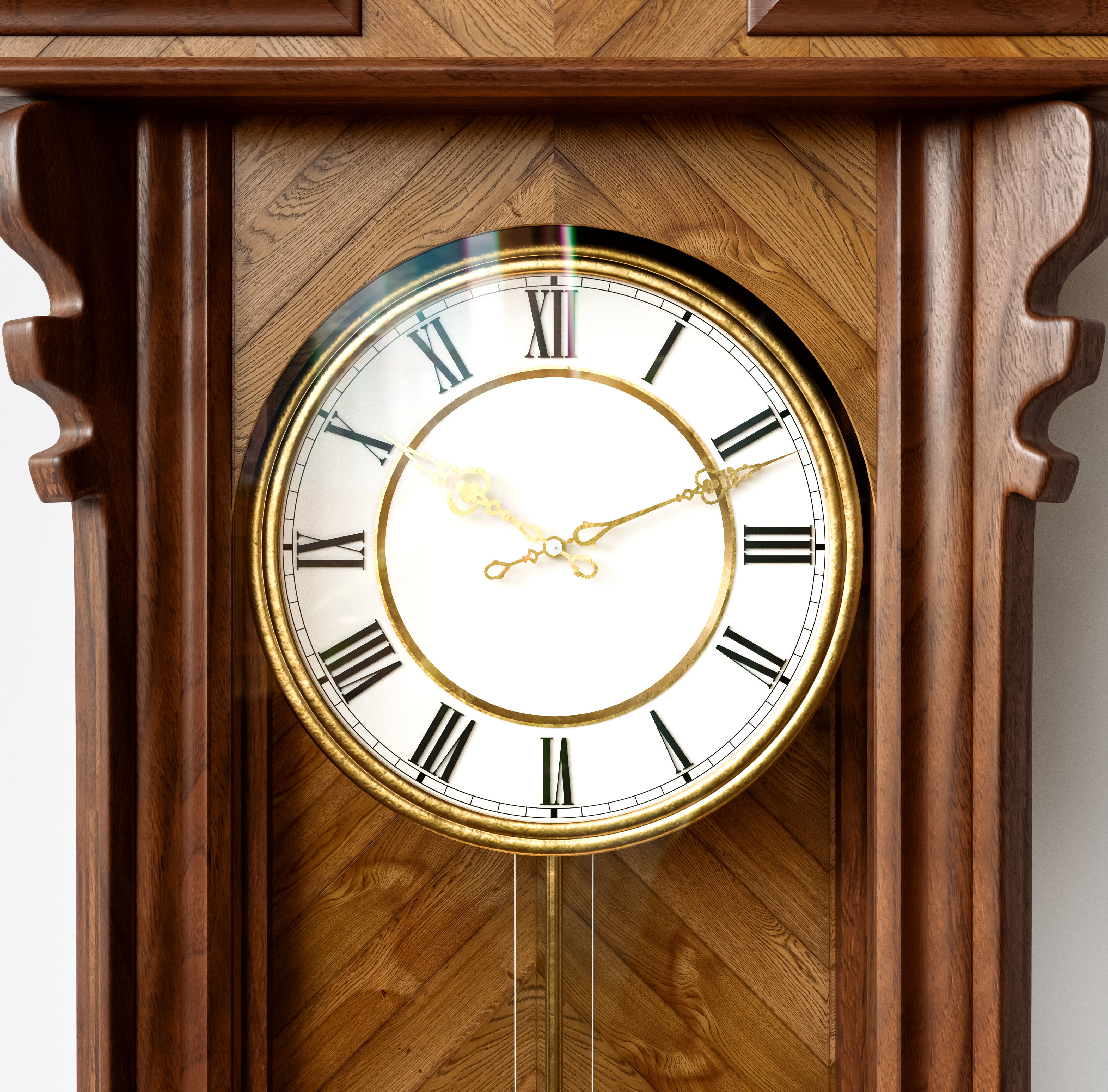 Antique Grandfather Clock 3D model_3