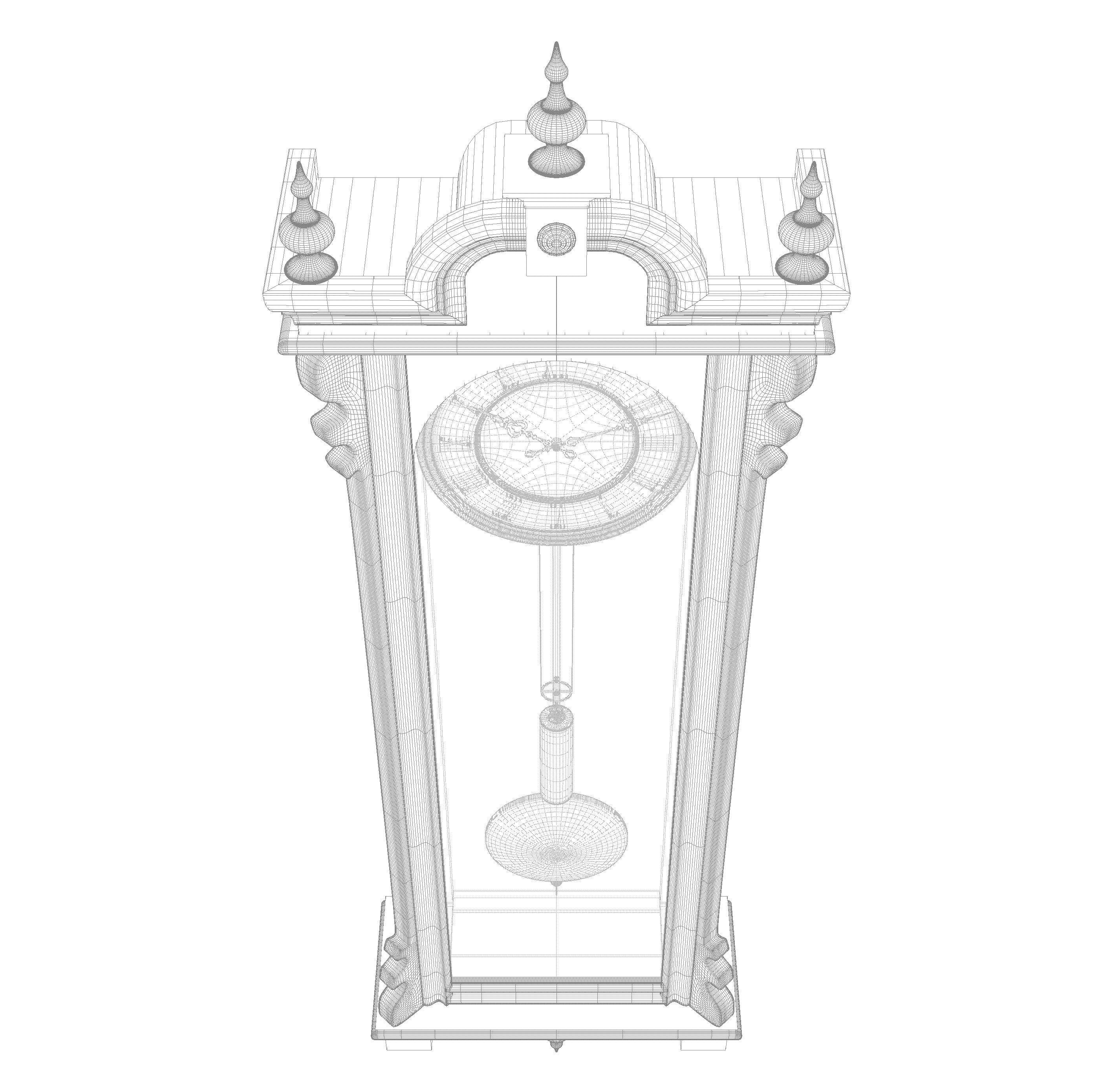 Antique Grandfather Clock 3D model_18