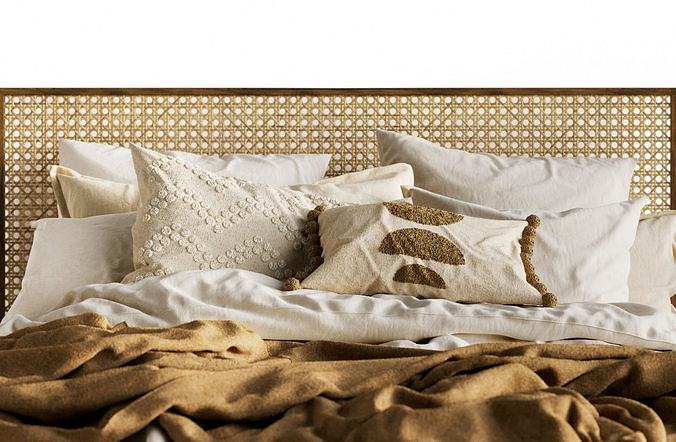 Bed Furniture Interior Set 3D model 5