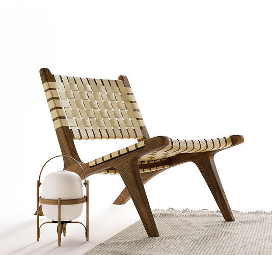 Bed Furniture Interior Set 3D model 7