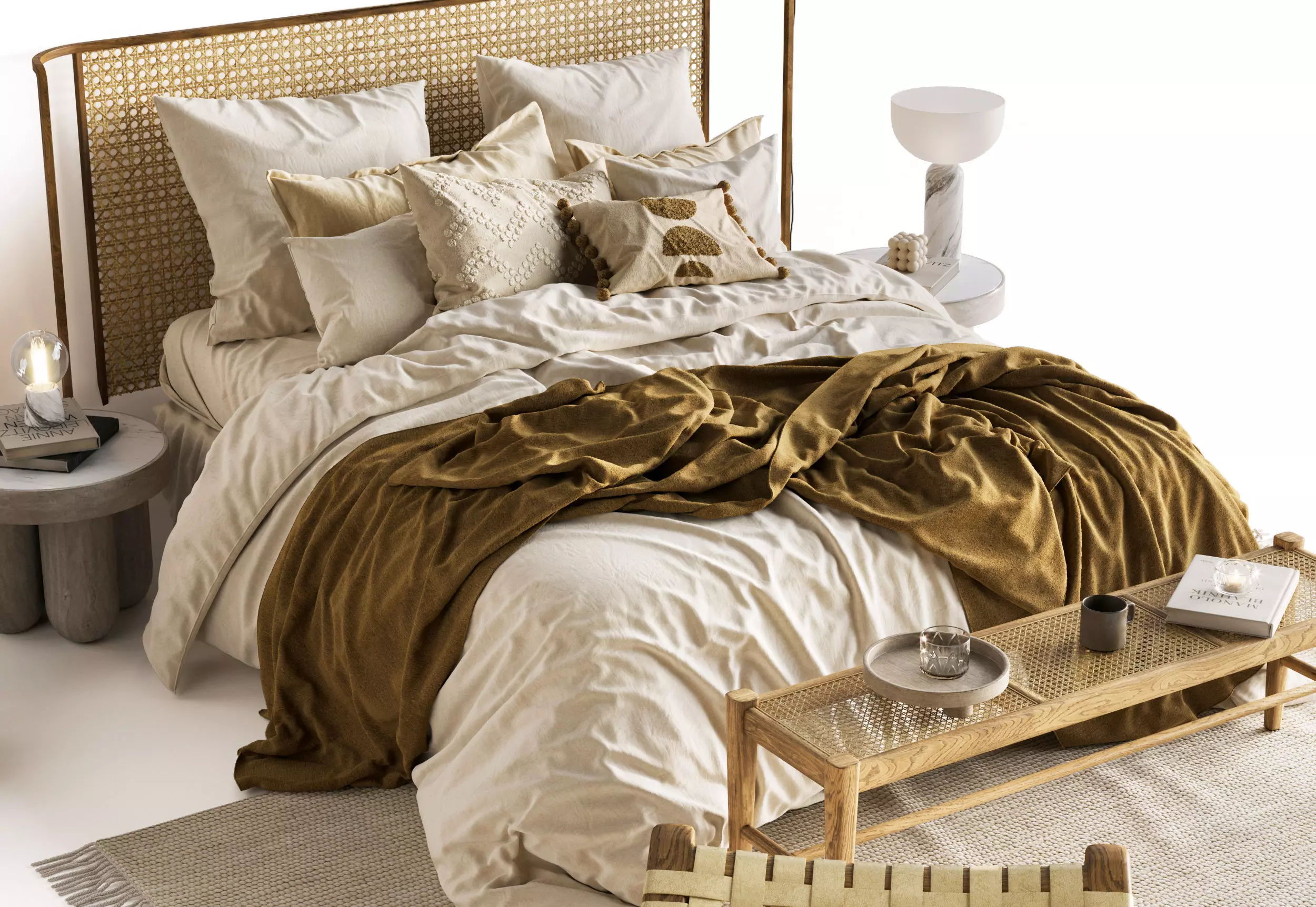 Bed Furniture Interior Set 3D model_0