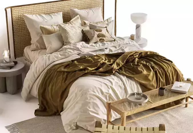 Bed Furniture Interior Set 3D model
