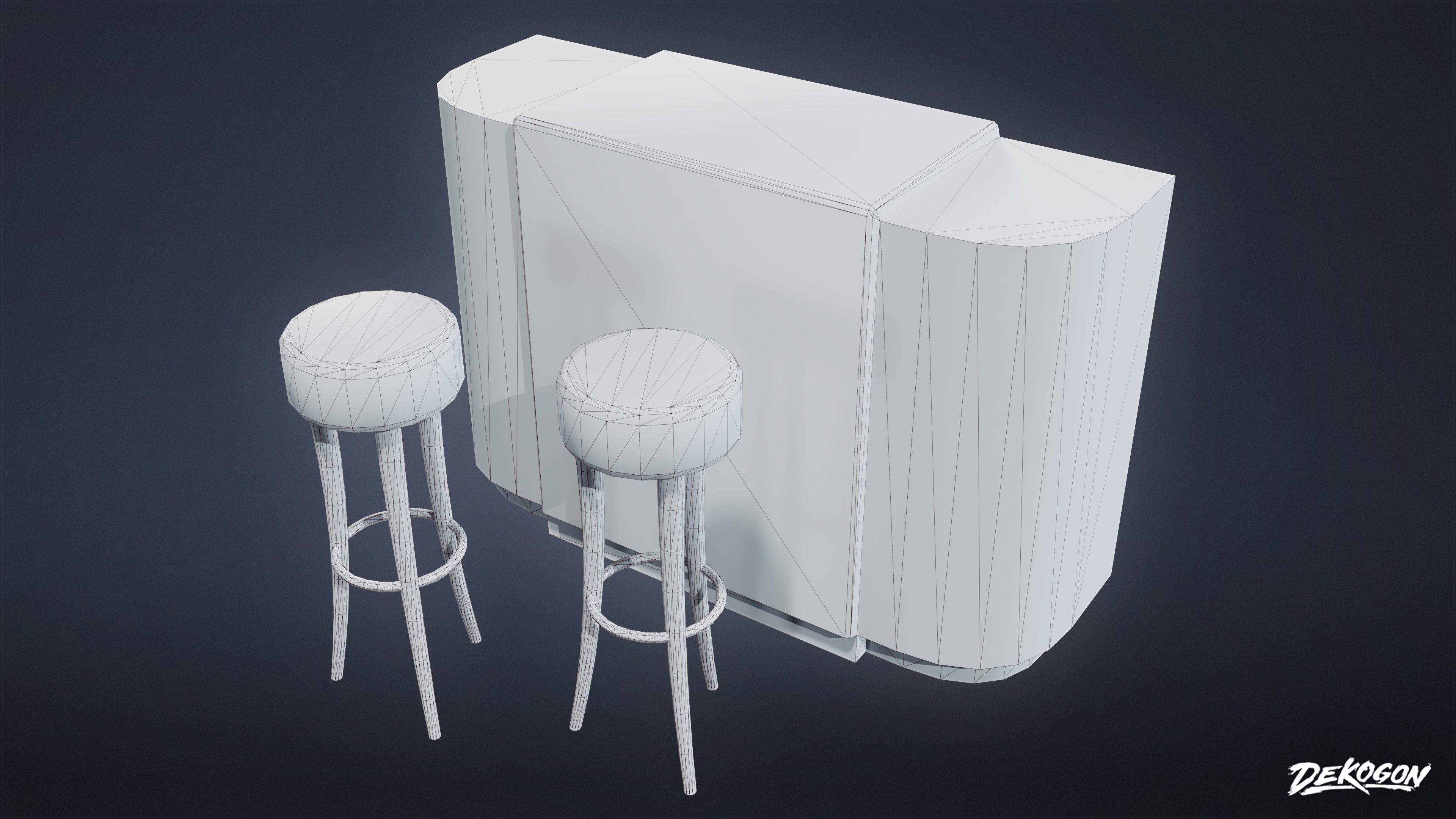 ART DECO - Bar Set 01 - LOW POLY Low-poly 3D model_1
