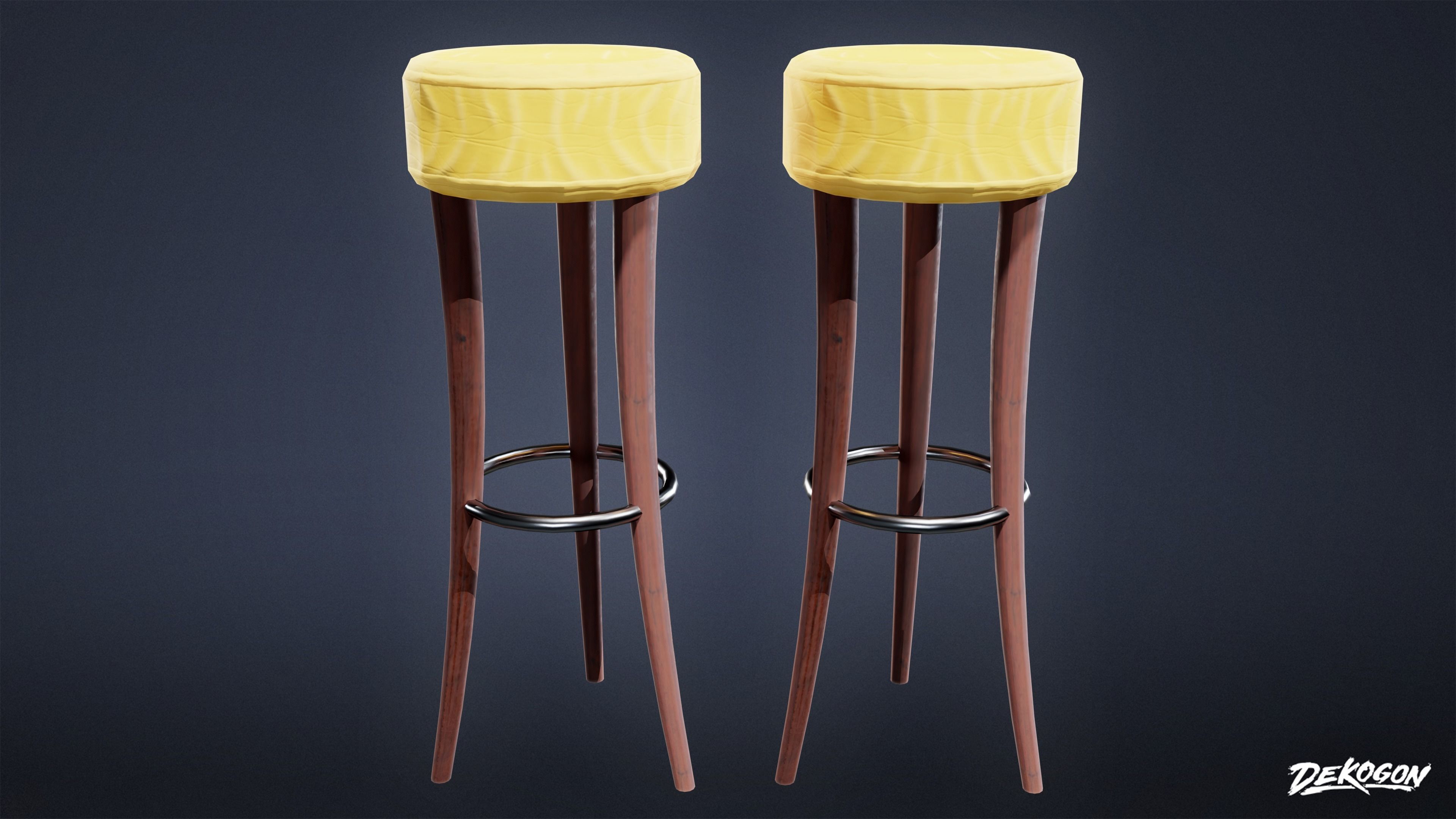 ART DECO - Bar Set 01 - LOW POLY Low-poly 3D model_18