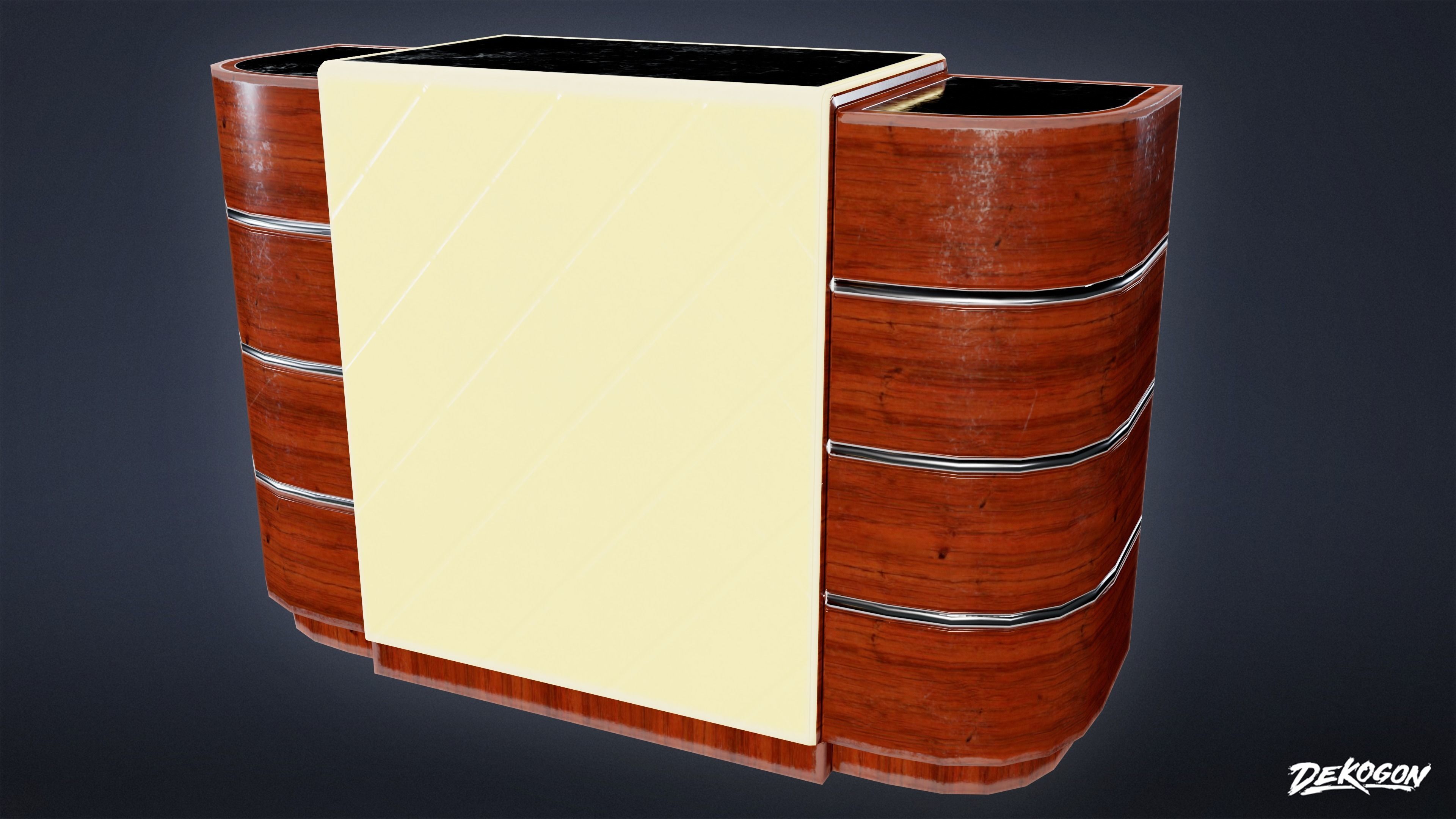 ART DECO - Bar Set 01 - LOW POLY Low-poly 3D model_8