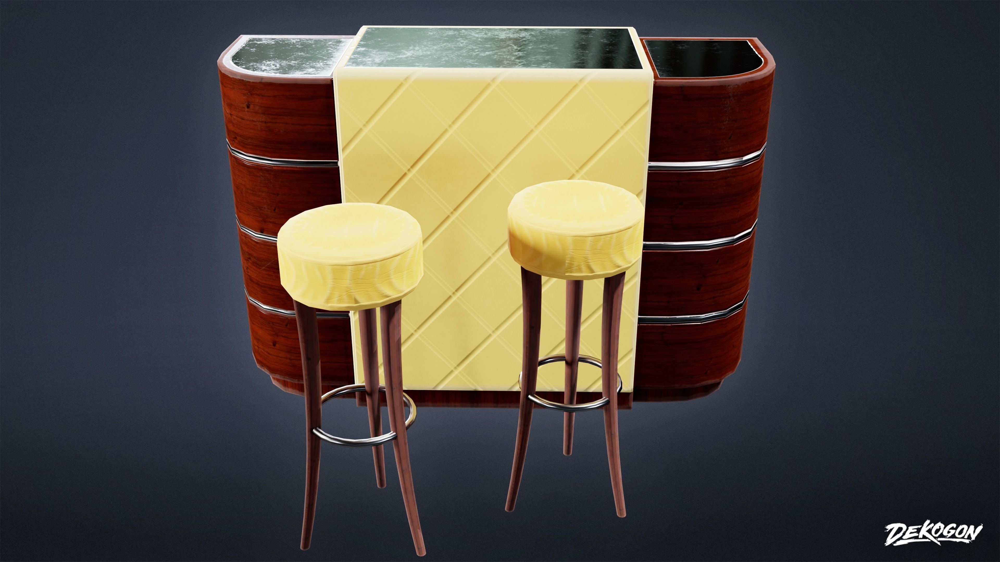 ART DECO - Bar Set 01 - LOW POLY Low-poly 3D model_2