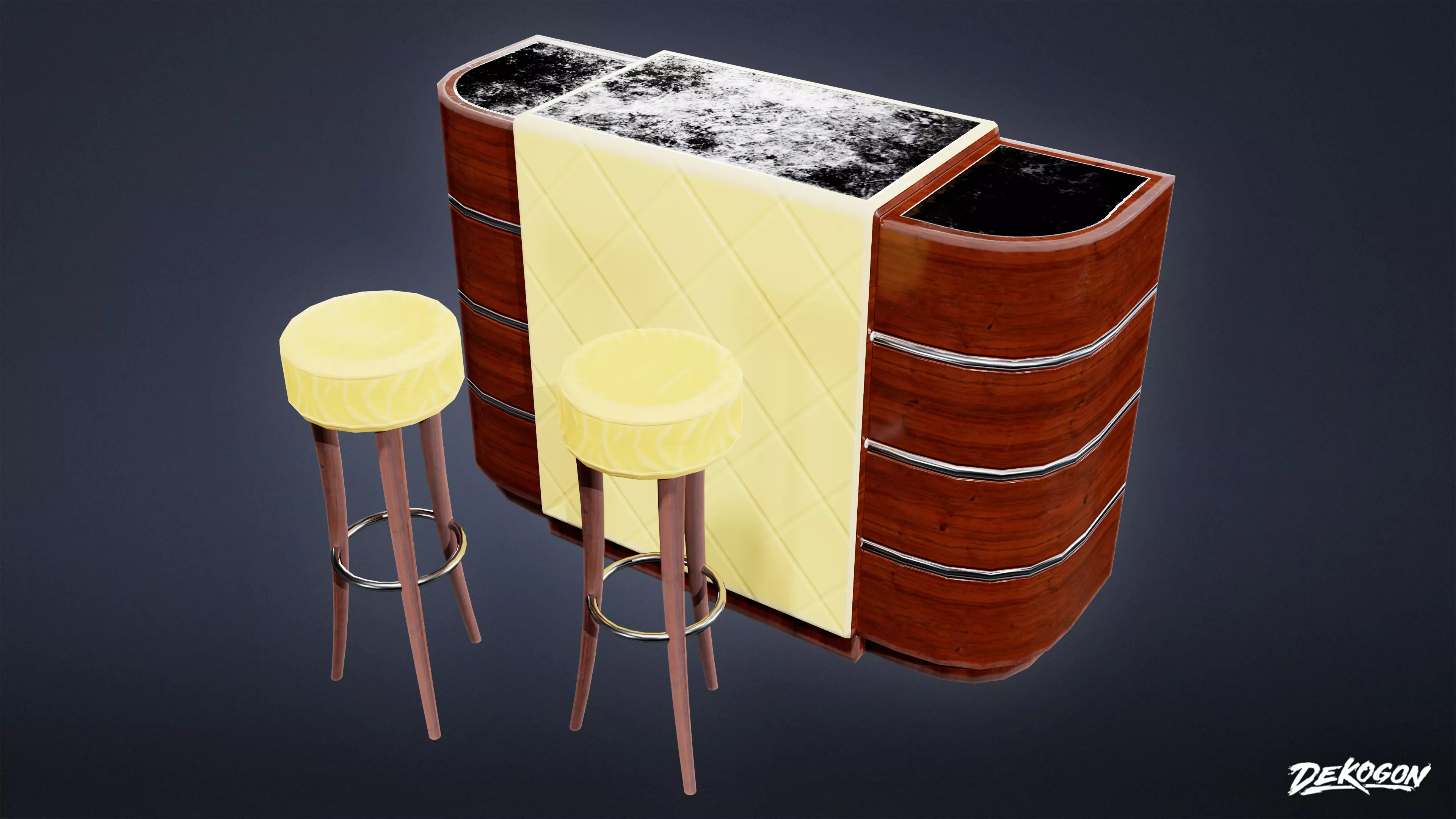 ART DECO - Bar Set 01 - LOW POLY Low-poly 3D model_0
