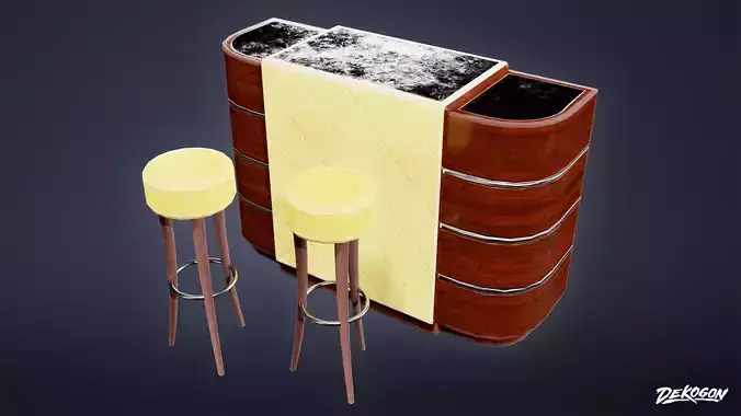 ART DECO - Bar Set 01 - LOW POLY Low-poly 3D model