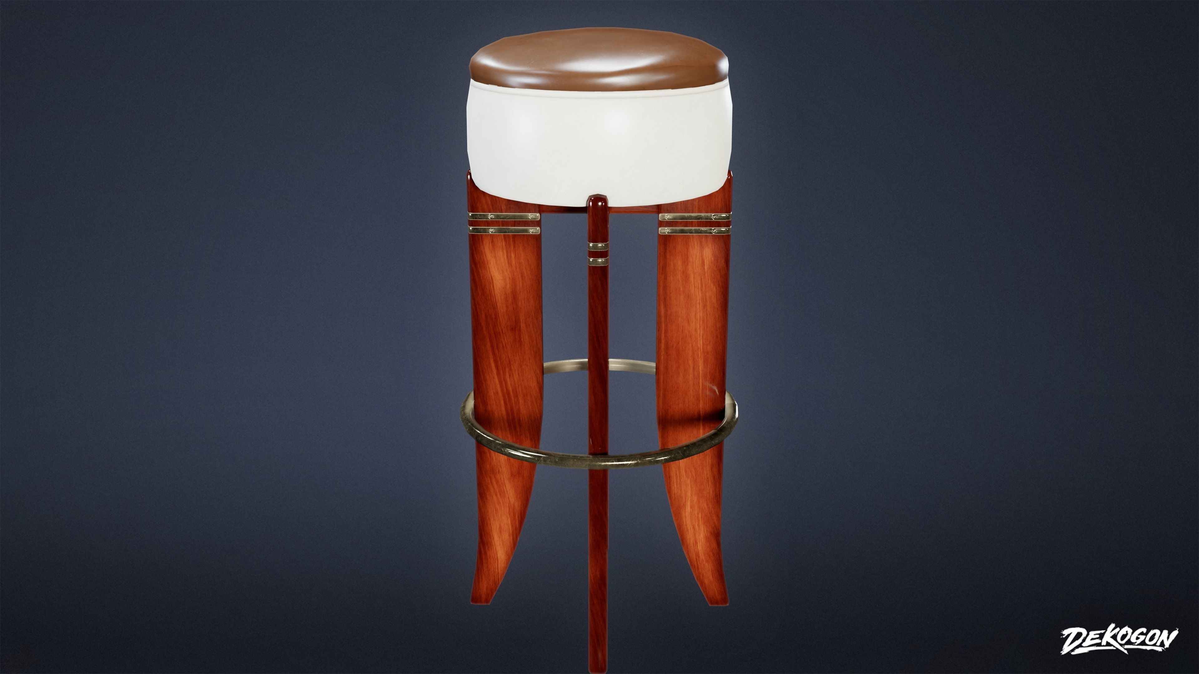 ART DECO - Barstool 05 - LOW POLY Low-poly 3D model_2