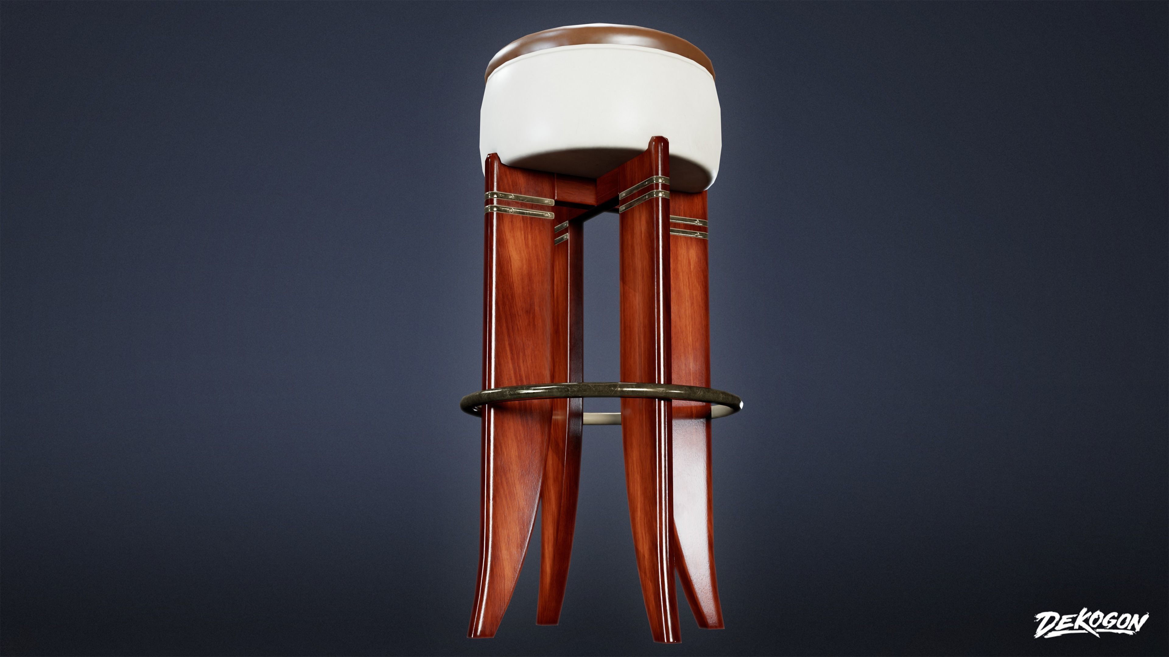 ART DECO - Barstool 05 - LOW POLY Low-poly 3D model_5