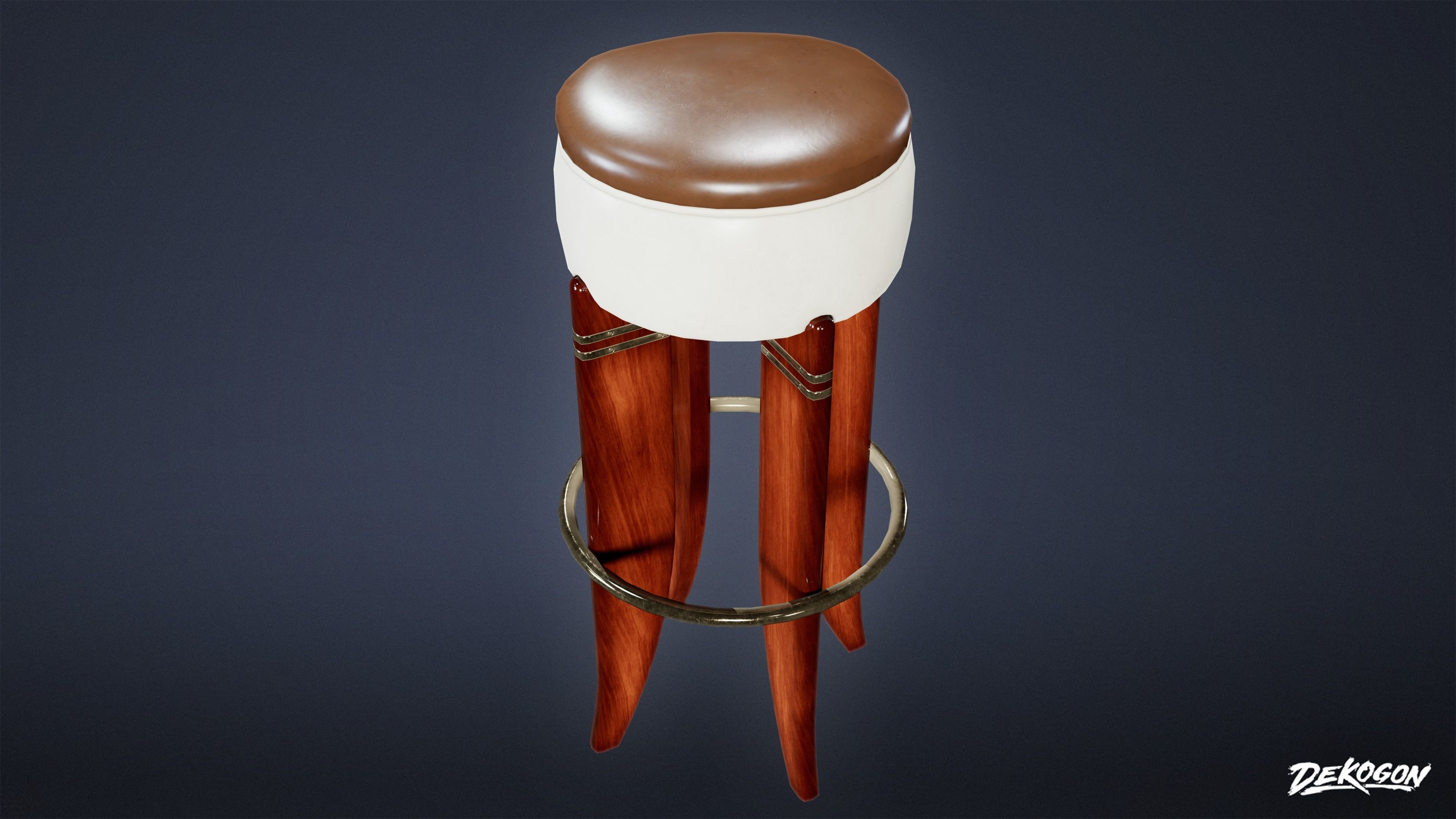 ART DECO - Barstool 05 - LOW POLY Low-poly 3D model_4