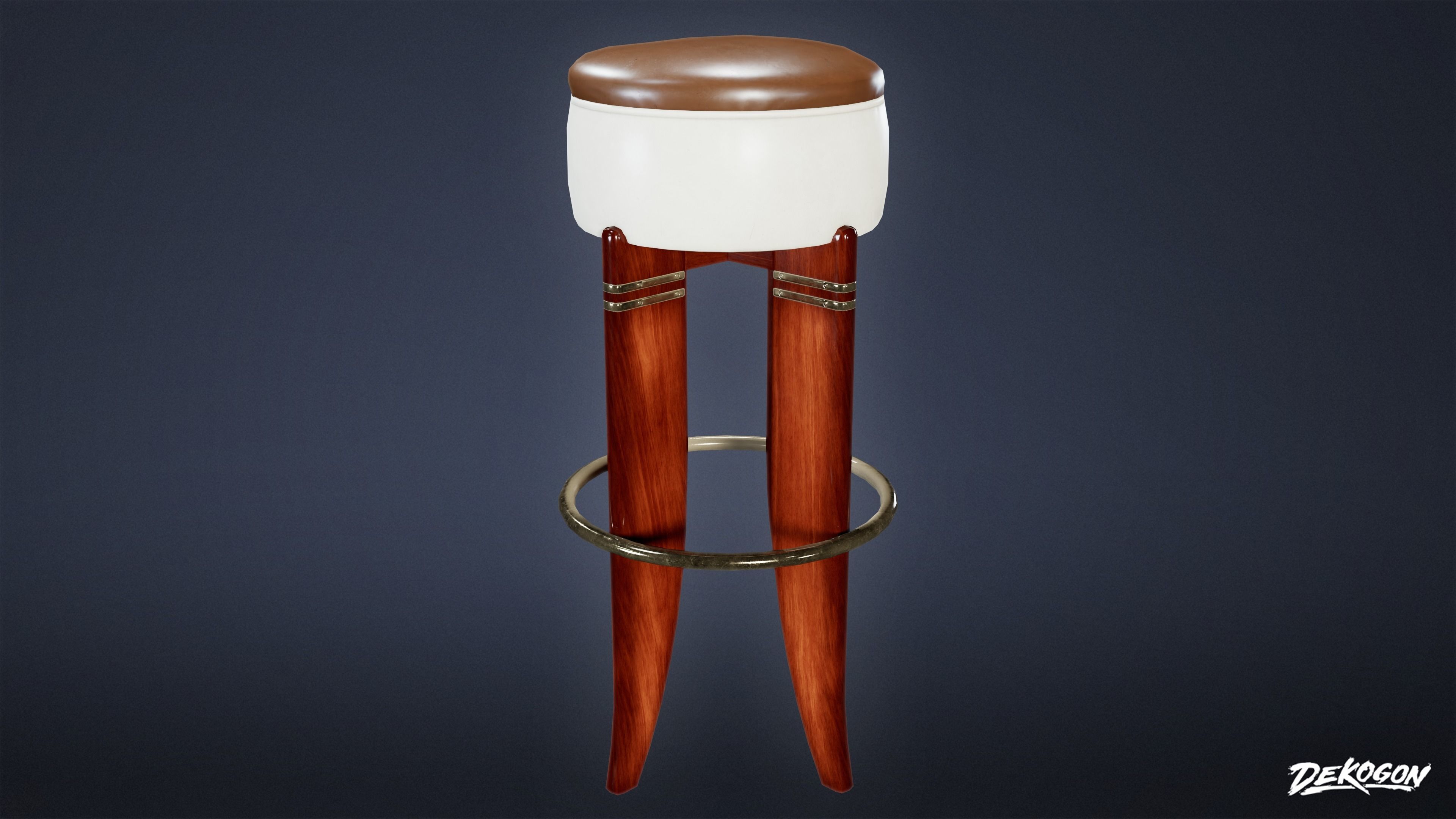 ART DECO - Barstool 05 - LOW POLY Low-poly 3D model_3