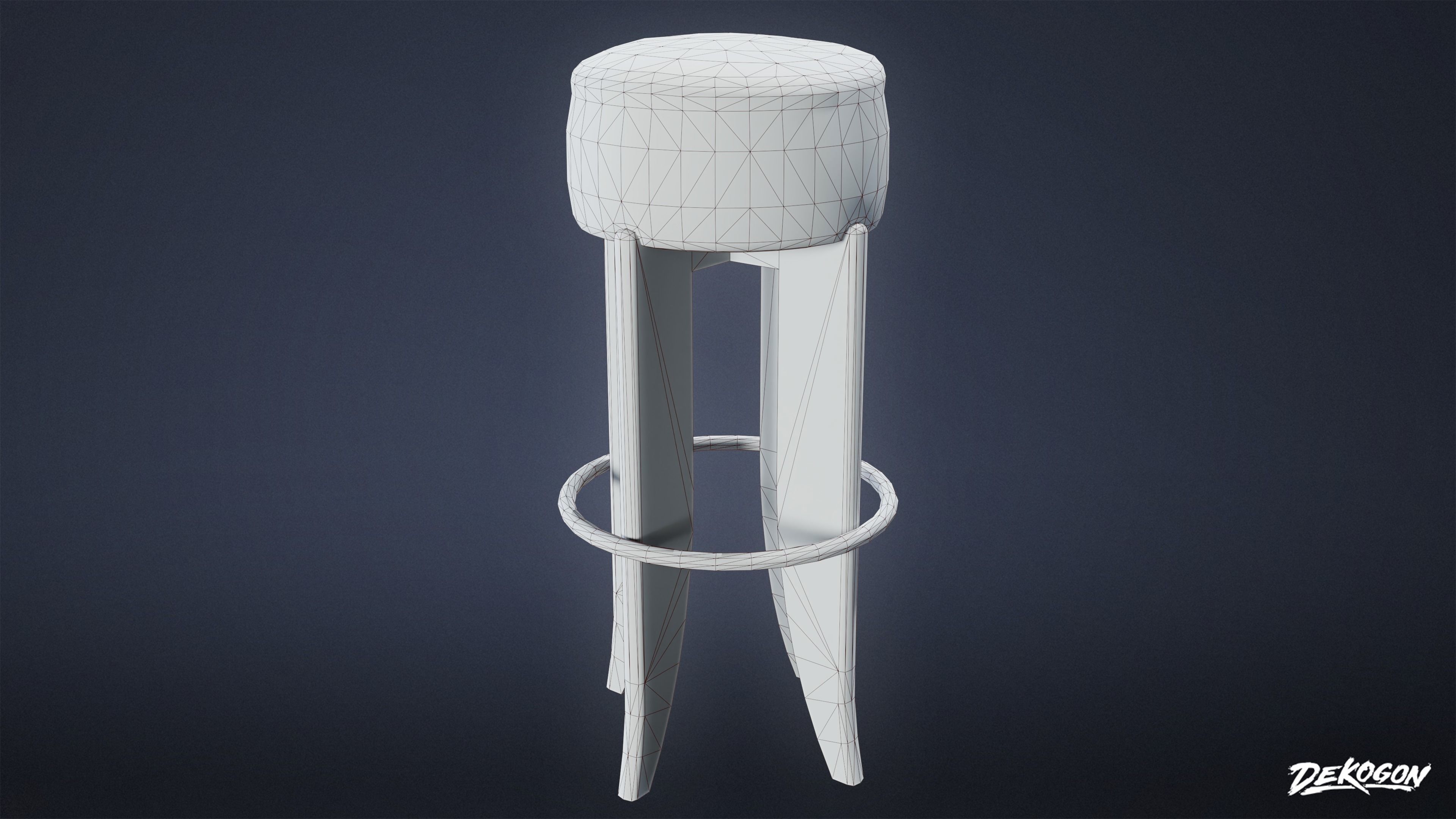 ART DECO - Barstool 05 - LOW POLY Low-poly 3D model_1