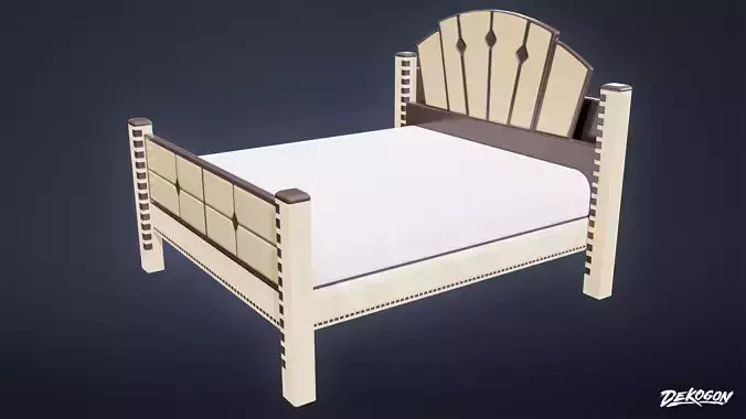 ART DECO - Bed 01 - LOW POLY Low-poly 3D model