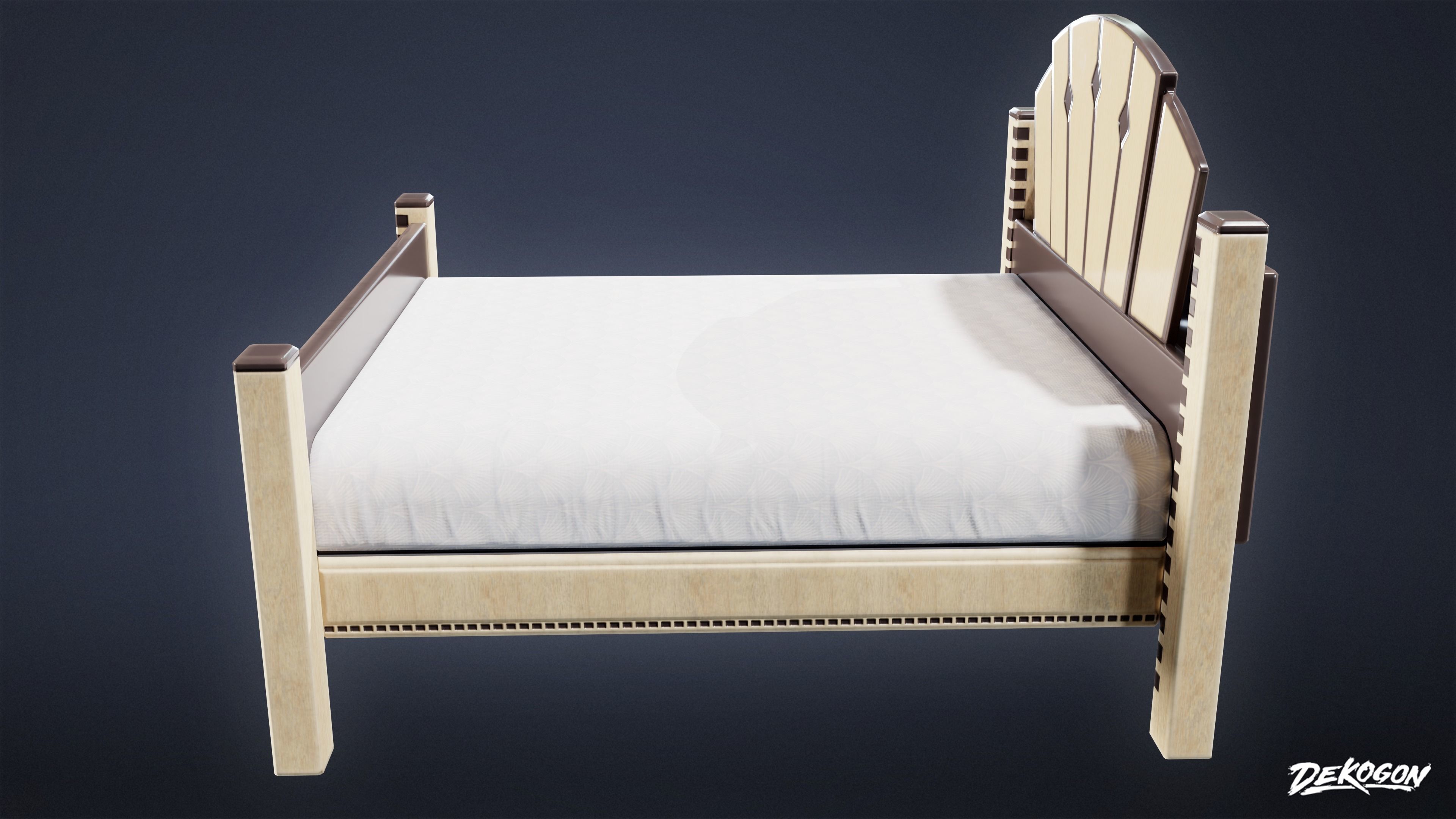ART DECO - Bed 01 - LOW POLY Low-poly 3D model_2