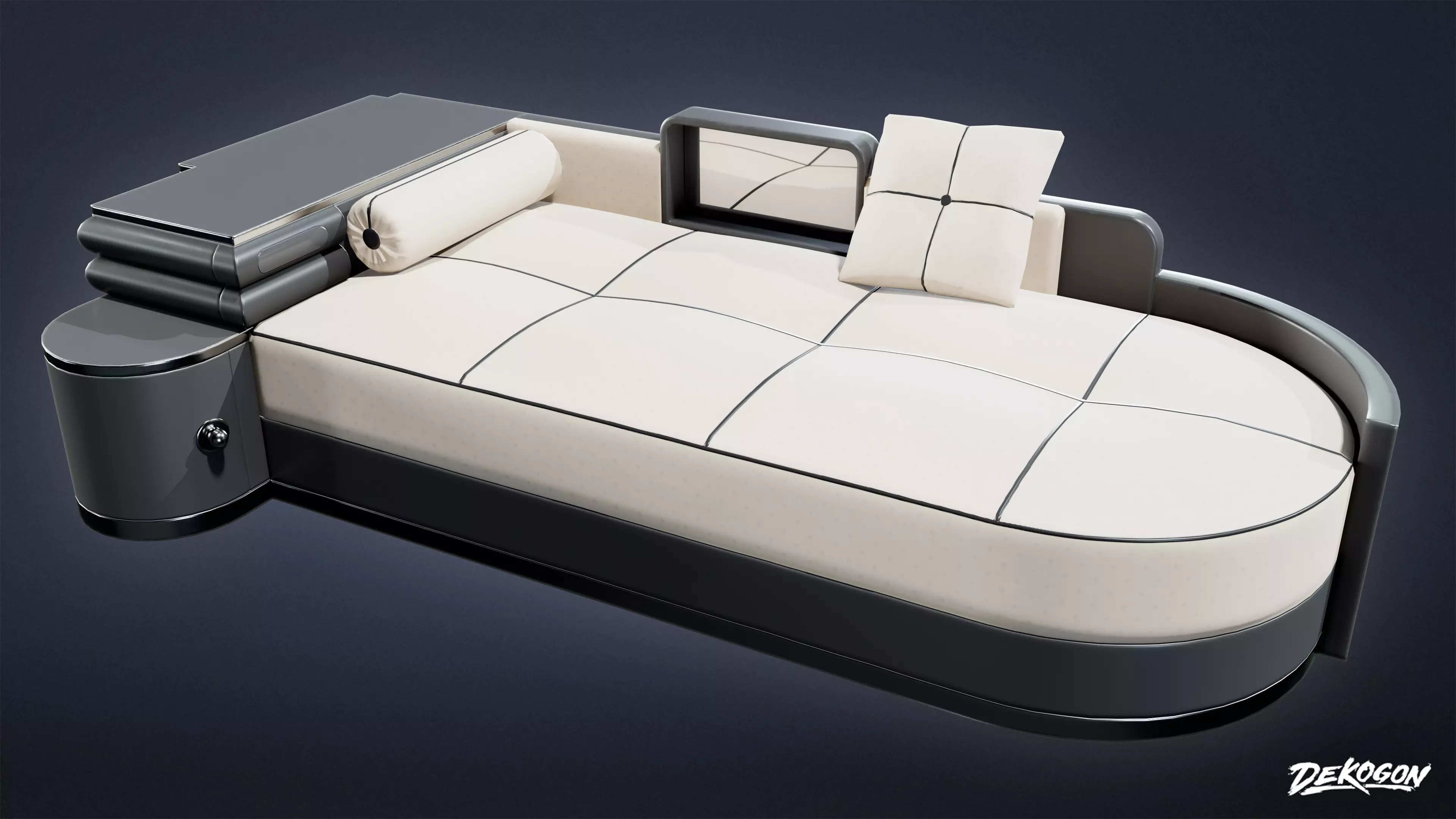 ART DECO - Bed 04 - LOW POLY Low-poly 3D model_0