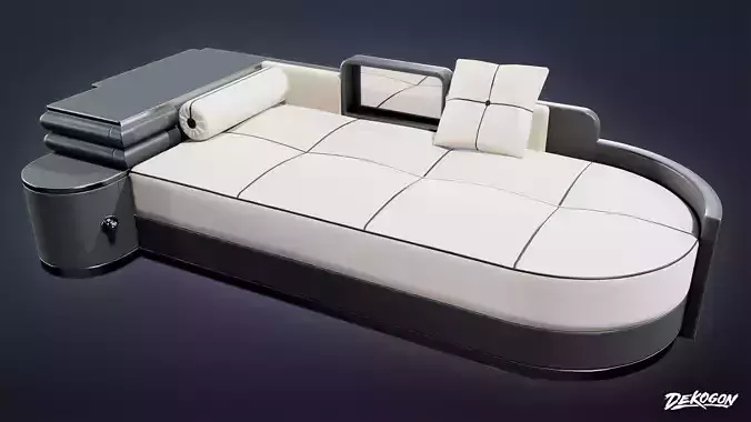 ART DECO - Bed 04 - LOW POLY Low-poly 3D model