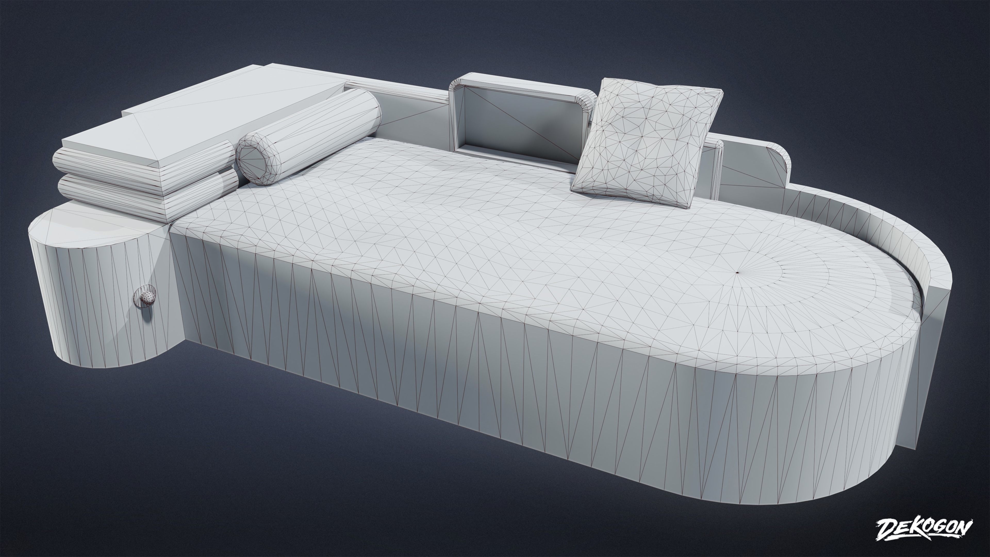 ART DECO - Bed 04 - LOW POLY Low-poly 3D model_1