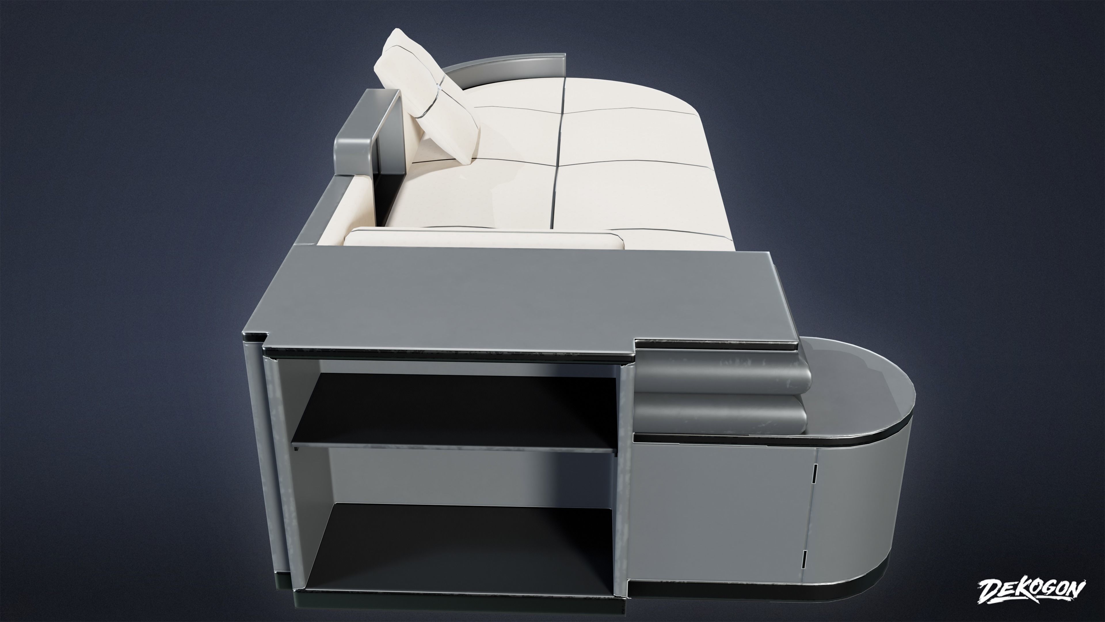 ART DECO - Bed 04 - LOW POLY Low-poly 3D model_3