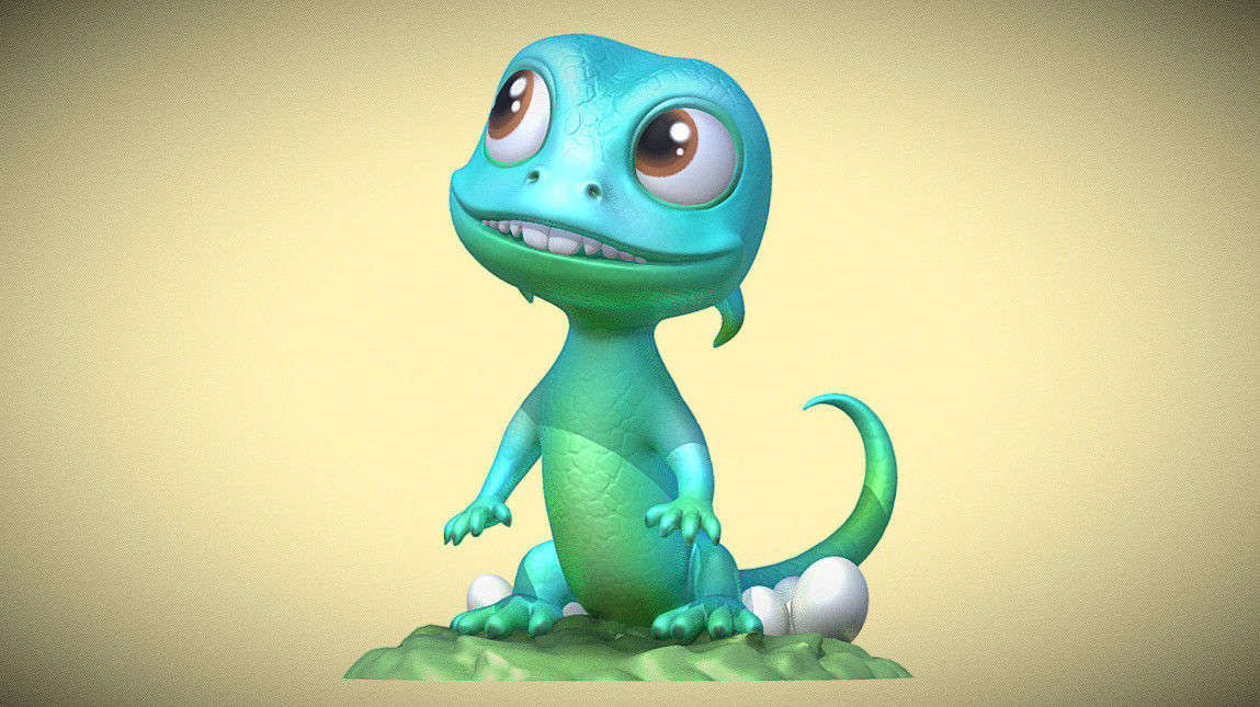 Model 3d Gecko green  3D print model_2