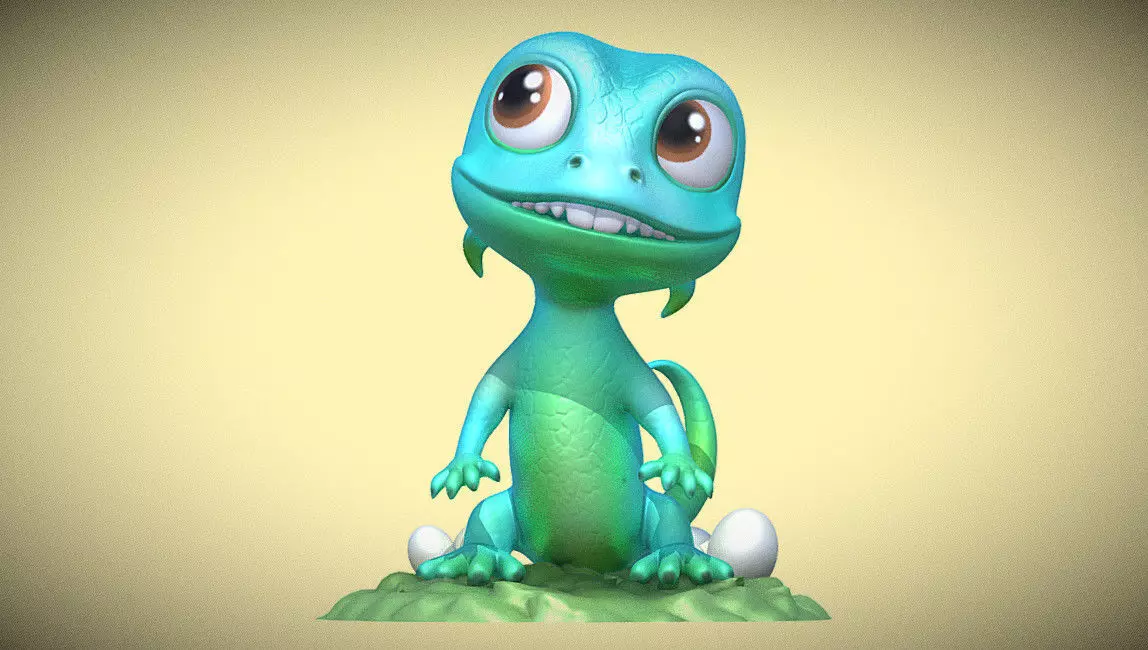 Model 3d Gecko green  3D print model_0