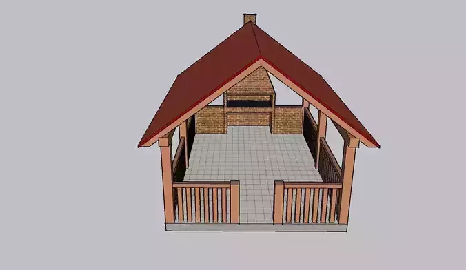 Garden pavilion with a fireplace