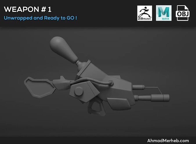 Stylized Rifle Weapon Asset 1 3D model