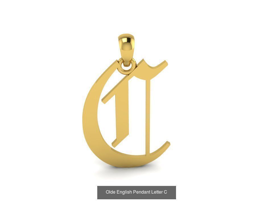 Olde English Initial Letters Pendant Alphabets  3D Model Collection_5