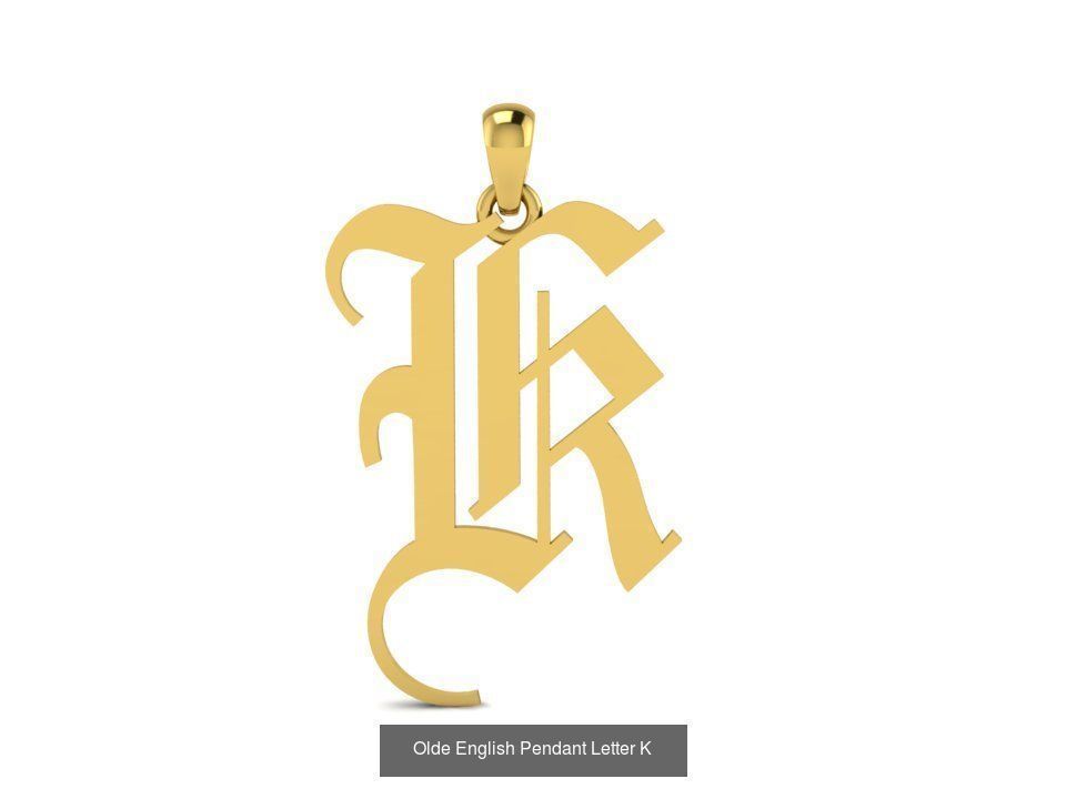 Olde English Initial Letters Pendant Alphabets  3D Model Collection_13