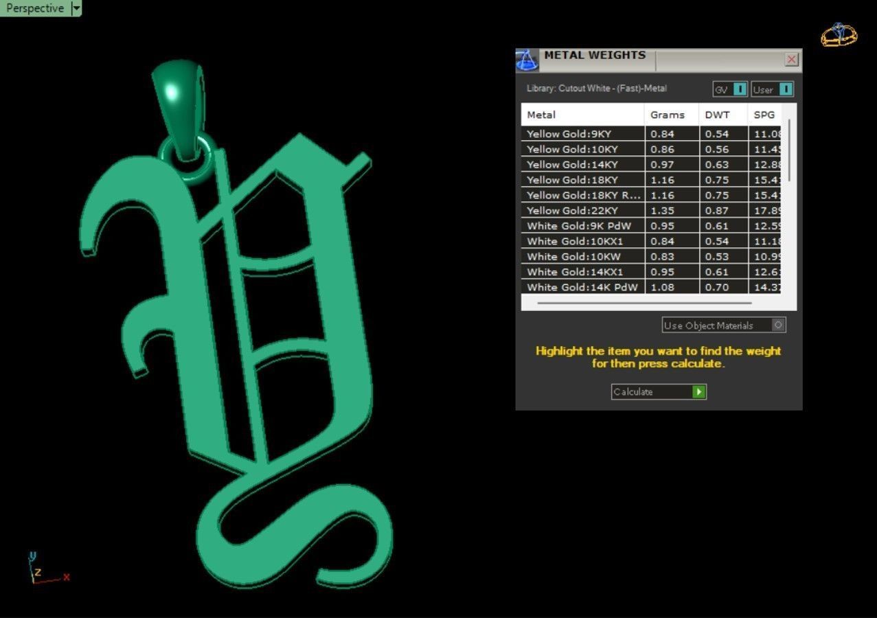 Olde English Initial Letters Pendant Alphabets  3D Model Collection_77
