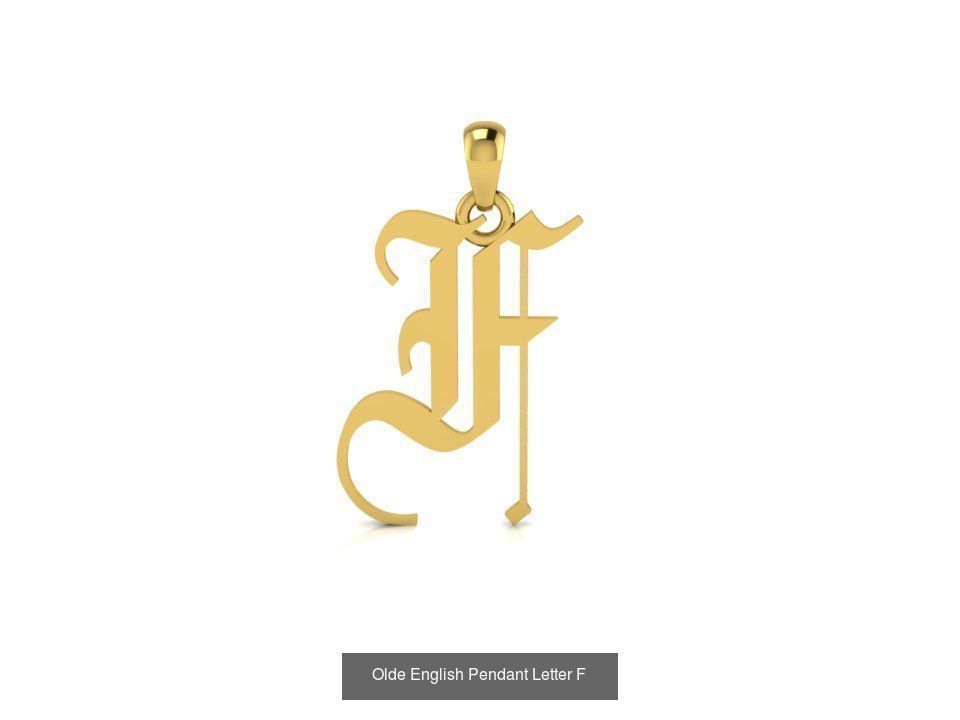 Olde English Initial Letters Pendant Alphabets  3D Model Collection_8