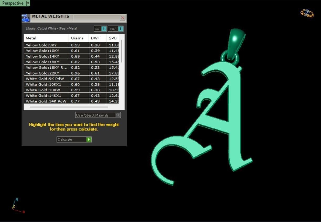 Olde English Initial Letters Pendant Alphabets  3D Model Collection_29