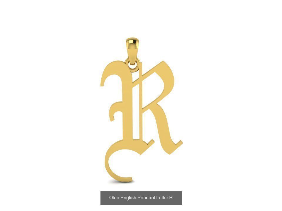 Olde English Initial Letters Pendant Alphabets  3D Model Collection_20