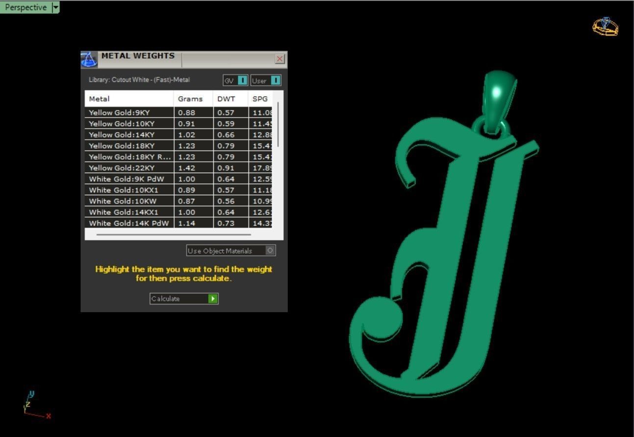 Olde English Initial Letters Pendant Alphabets  3D Model Collection_47