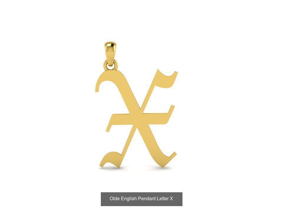Olde English Initial Letters Pendant Alphabets  3D Model Collection_26