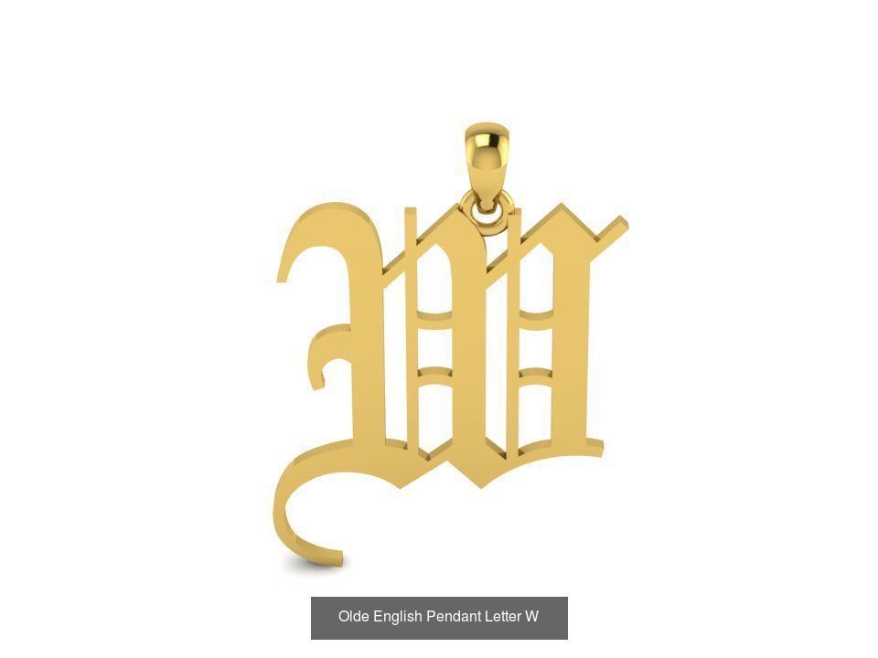 Olde English Initial Letters Pendant Alphabets  3D Model Collection_25