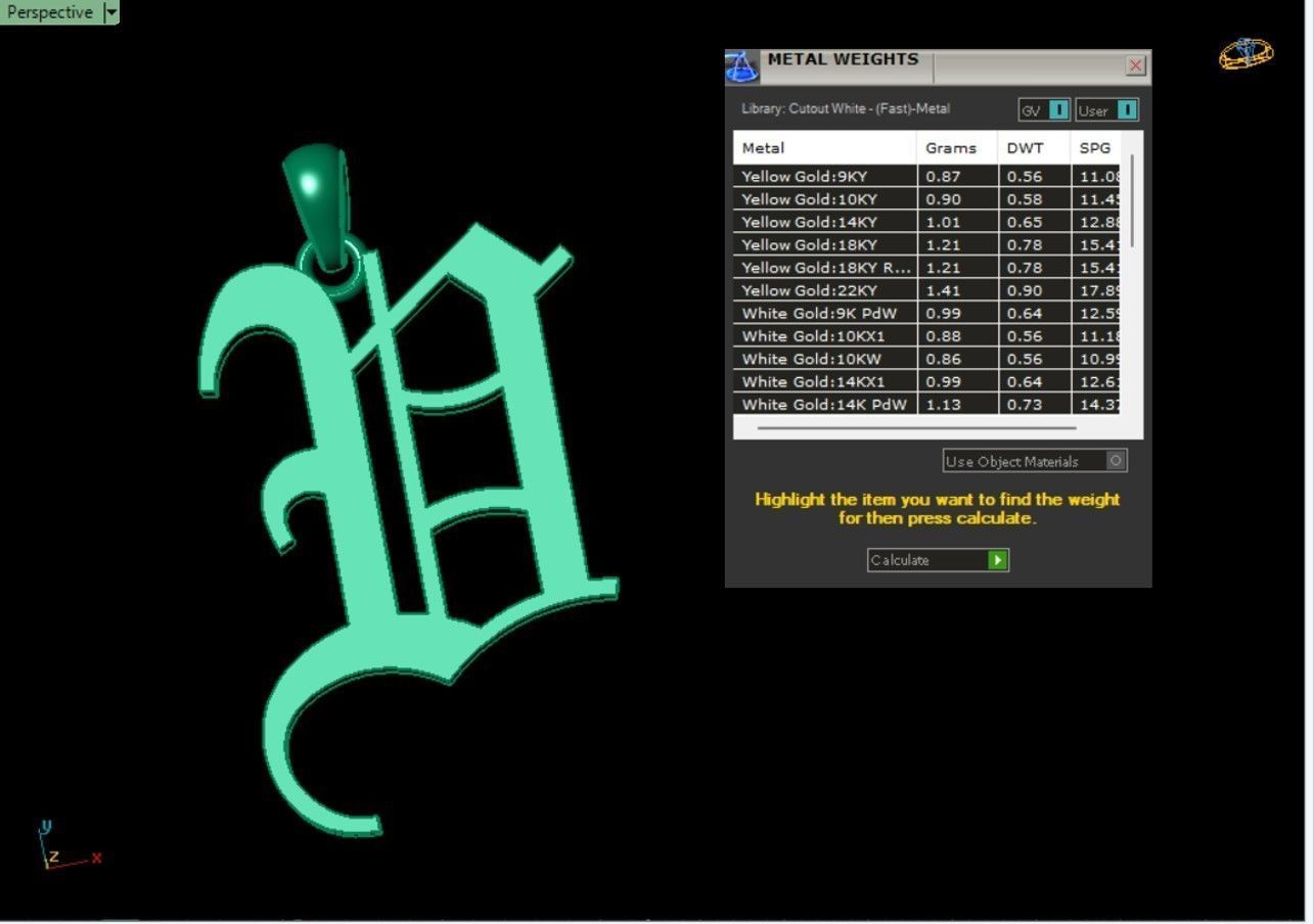 Olde English Initial Letters Pendant Alphabets  3D Model Collection_71