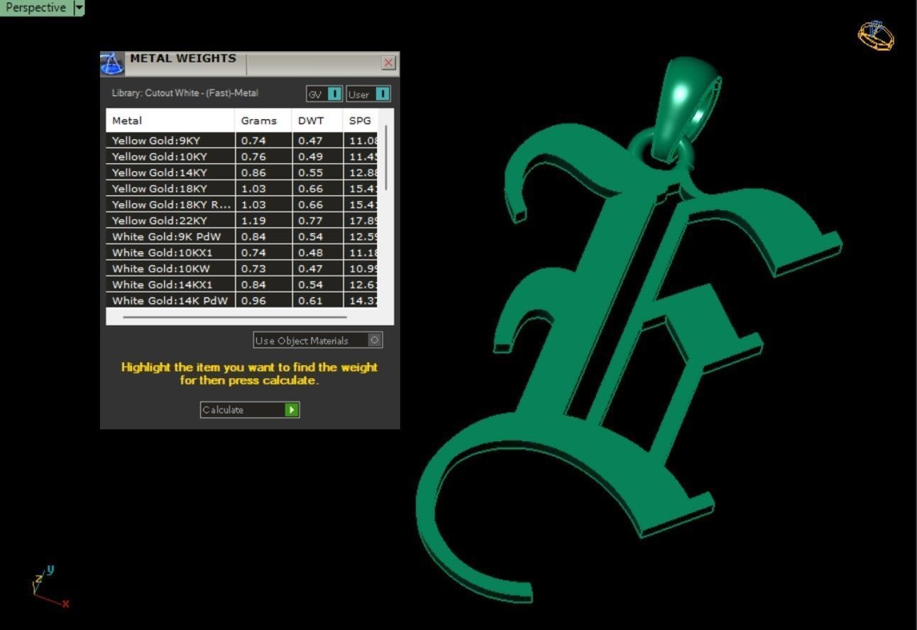 Olde English Initial Letters Pendant Alphabets  3D Model Collection_37
