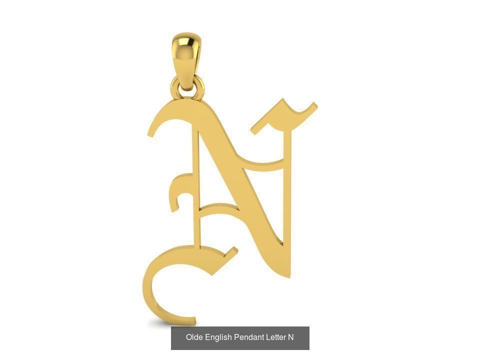 Olde English Initial Letters Pendant Alphabets  3D Model Collection_16