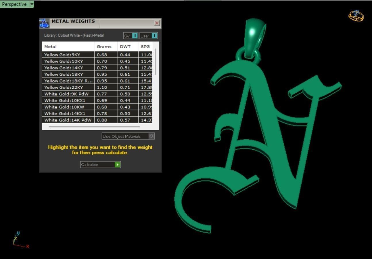 Olde English Initial Letters Pendant Alphabets  3D Model Collection_55