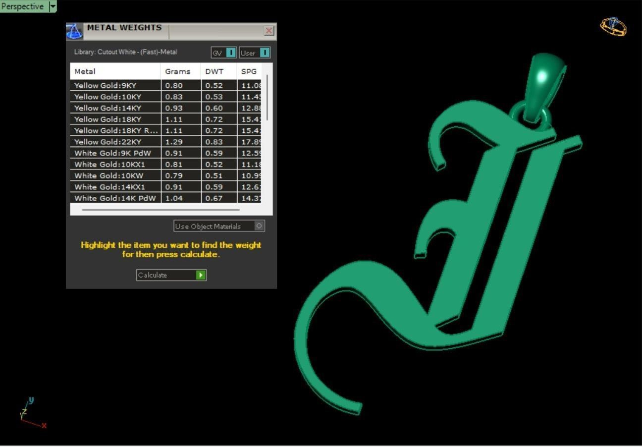 Olde English Initial Letters Pendant Alphabets  3D Model Collection_45