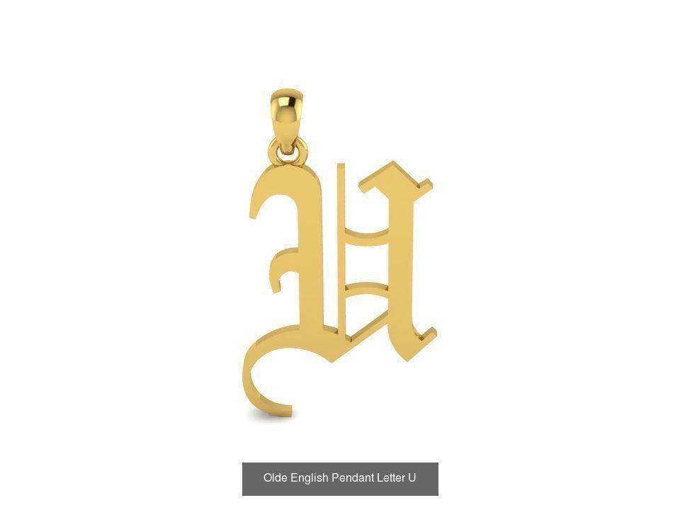 Olde English Initial Letters Pendant Alphabets  3D Model Collection_23