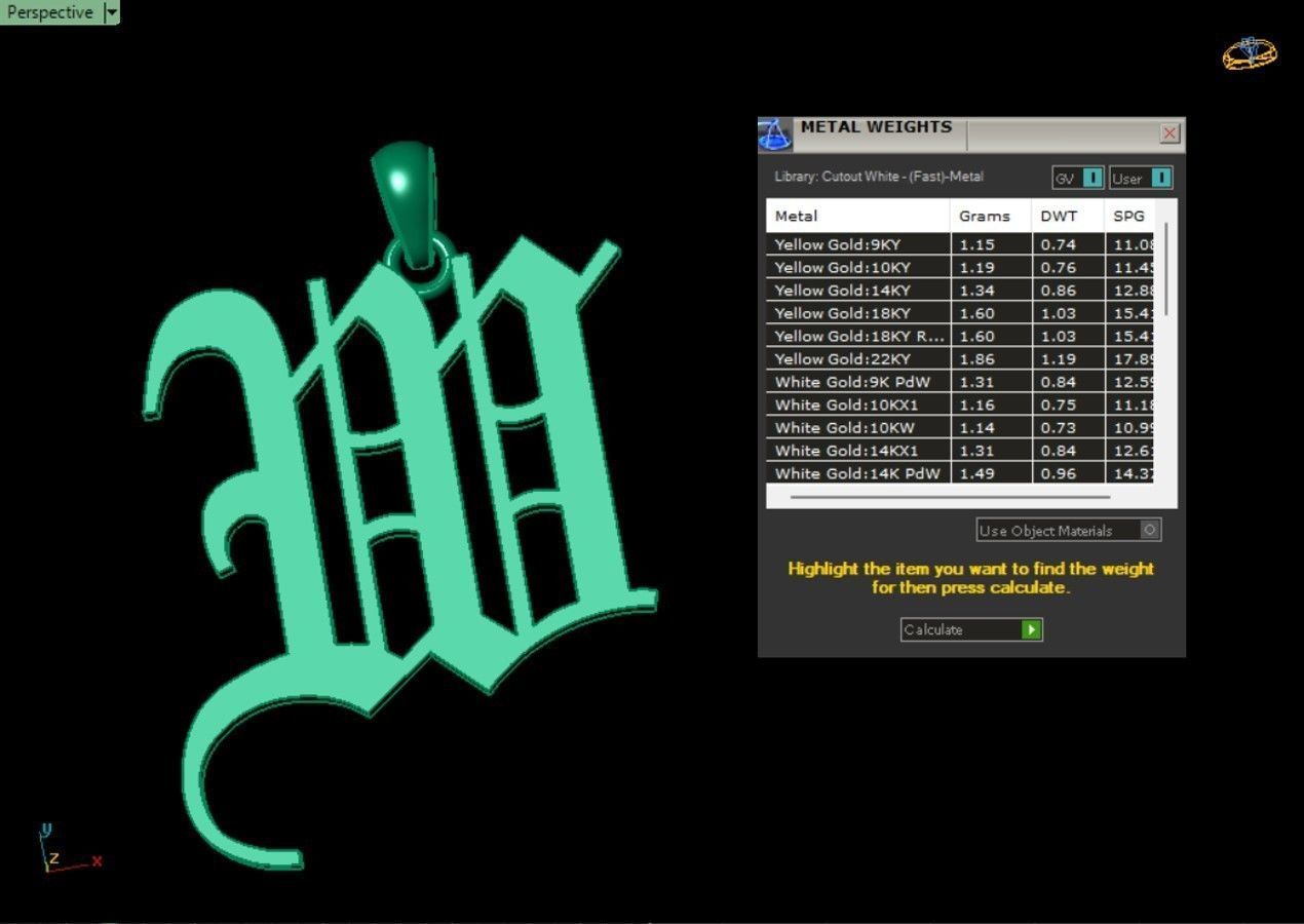 Olde English Initial Letters Pendant Alphabets  3D Model Collection_73