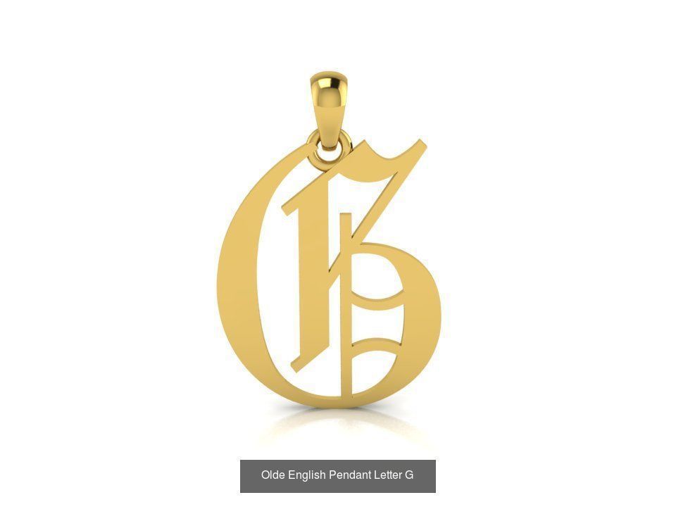 Olde English Initial Letters Pendant Alphabets  3D Model Collection_9