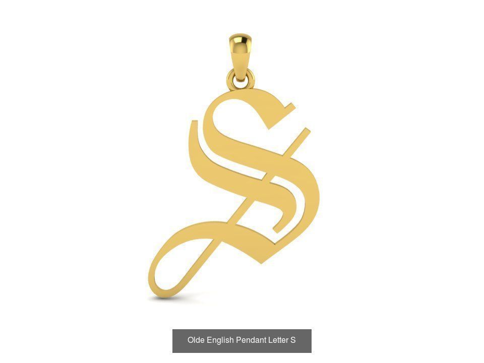 Olde English Initial Letters Pendant Alphabets  3D Model Collection_21
