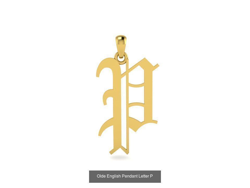 Olde English Initial Letters Pendant Alphabets  3D Model Collection_18