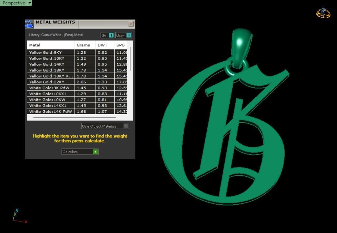 Olde English Initial Letters Pendant Alphabets  3D Model Collection_41
