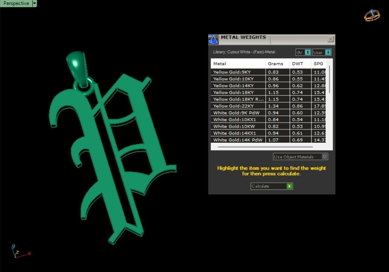 Olde English Initial Letters Pendant Alphabets  3D Model Collection_59
