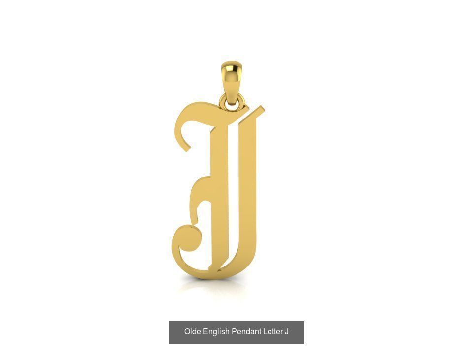 Olde English Initial Letters Pendant Alphabets  3D Model Collection_12