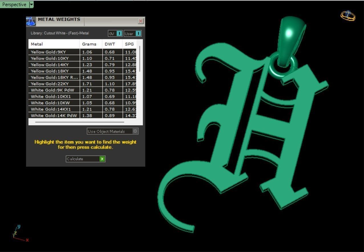 Olde English Initial Letters Pendant Alphabets  3D Model Collection_43